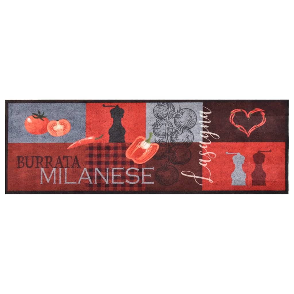 vidaXL Kitchen Carpet | Red, Black, Grey | Polyamide, Latex | 60x300 cm 1