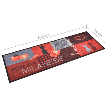 vidaXL Kitchen Carpet | Red, Black, Grey | Polyamide, Latex | 60x300 cm 5