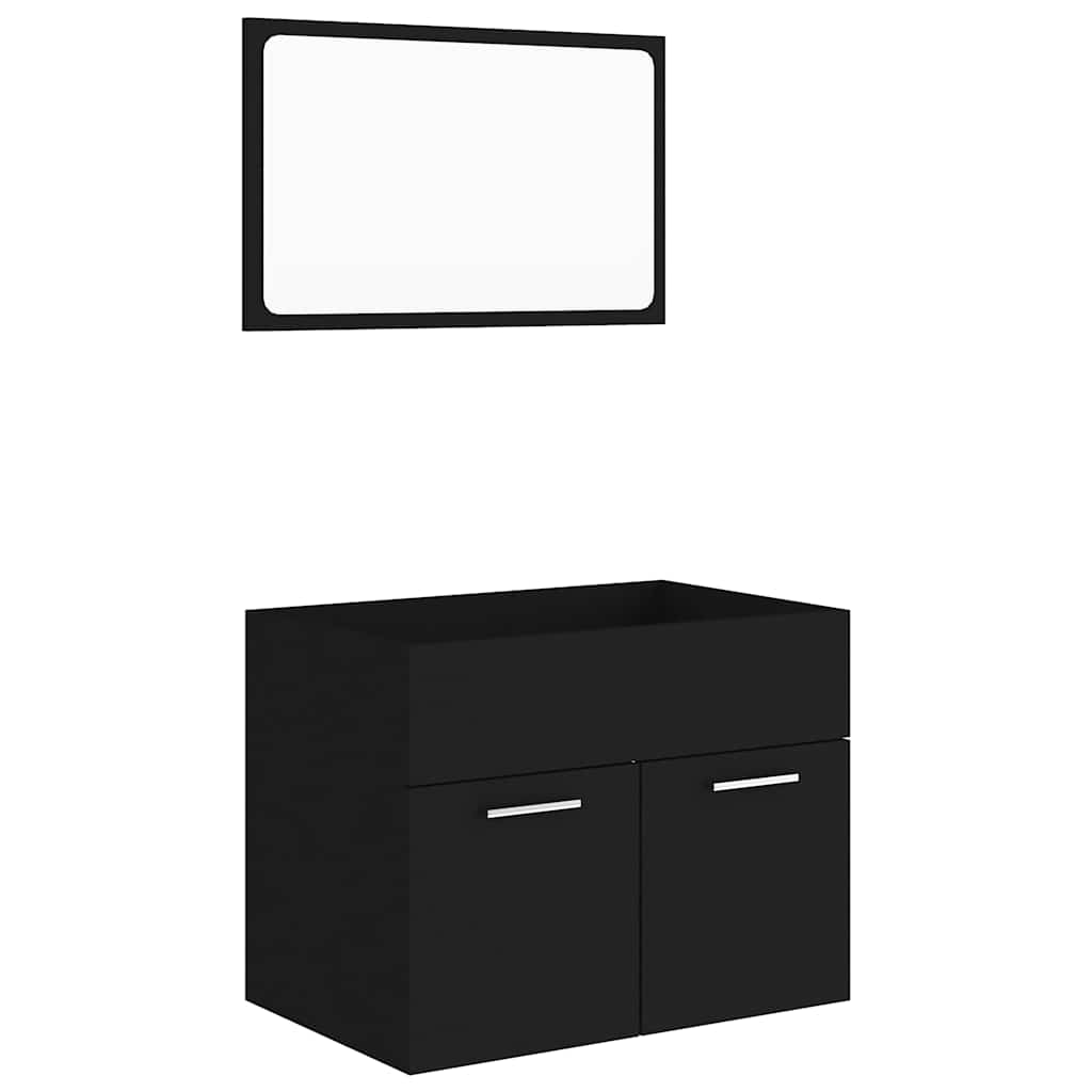 vidaXL Bathroom Furniture Set | Black | Engineered wood, Acrylic | Standard 2
