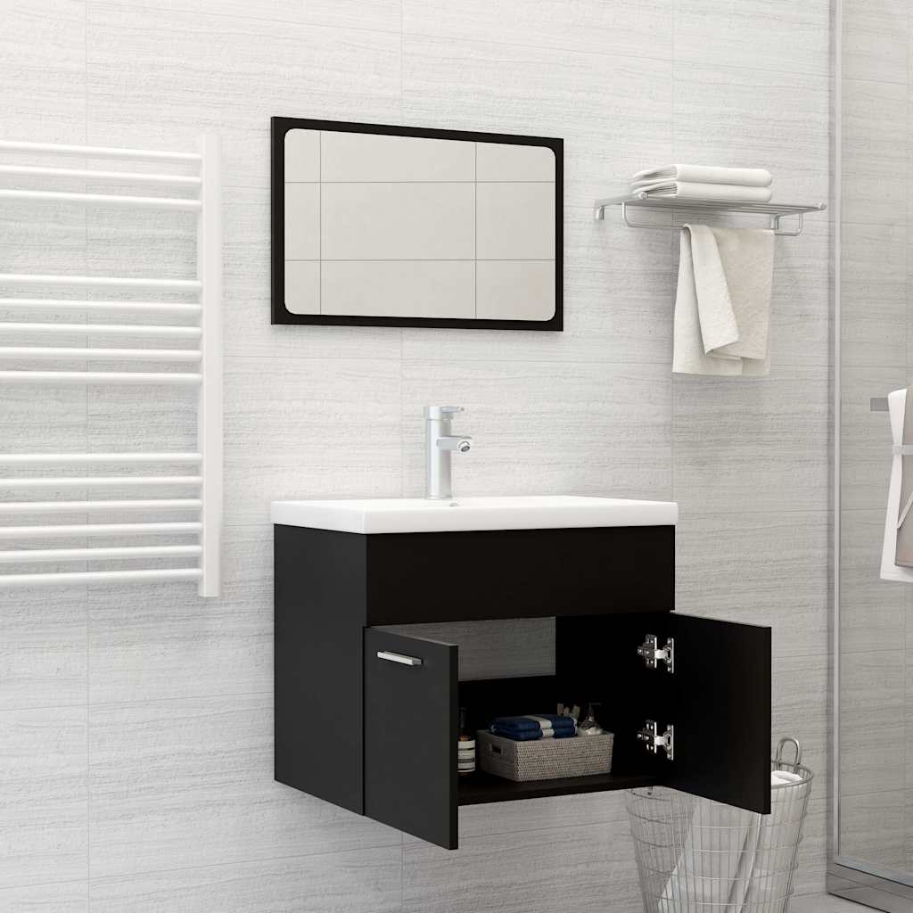 vidaXL Bathroom Furniture Set | Black | Engineered wood, Acrylic | Standard 3