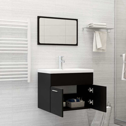 vidaXL Bathroom Furniture Set | Black | Engineered wood, Acrylic | Standard 3