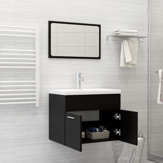 Bathroom Furniture Engineered Wood Black