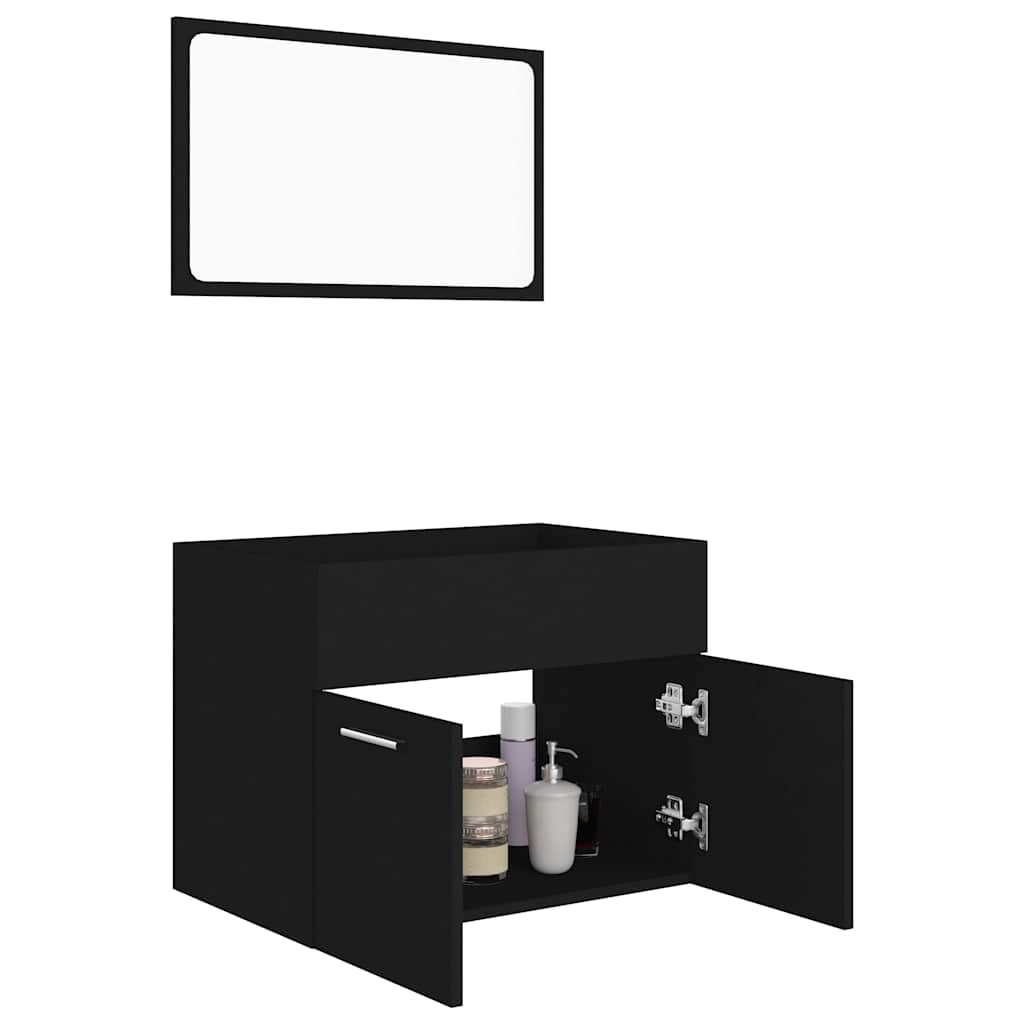vidaXL Bathroom Furniture Set | Black | Engineered wood, Acrylic | Standard 4