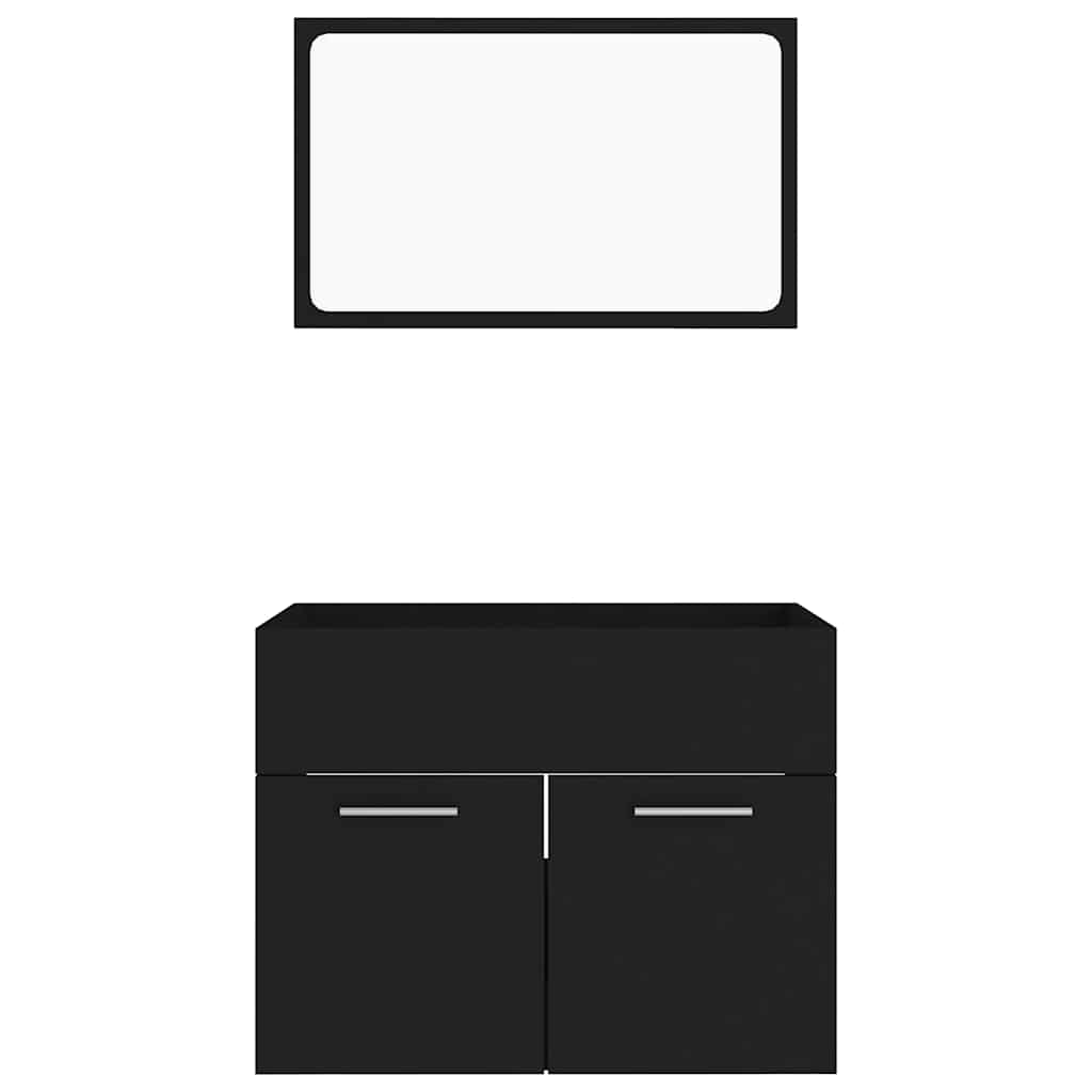 vidaXL Bathroom Furniture Set | Black | Engineered wood, Acrylic | Standard 5