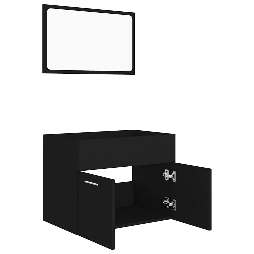 vidaXL Bathroom Furniture Set | Black | Engineered wood, Acrylic | Standard 6