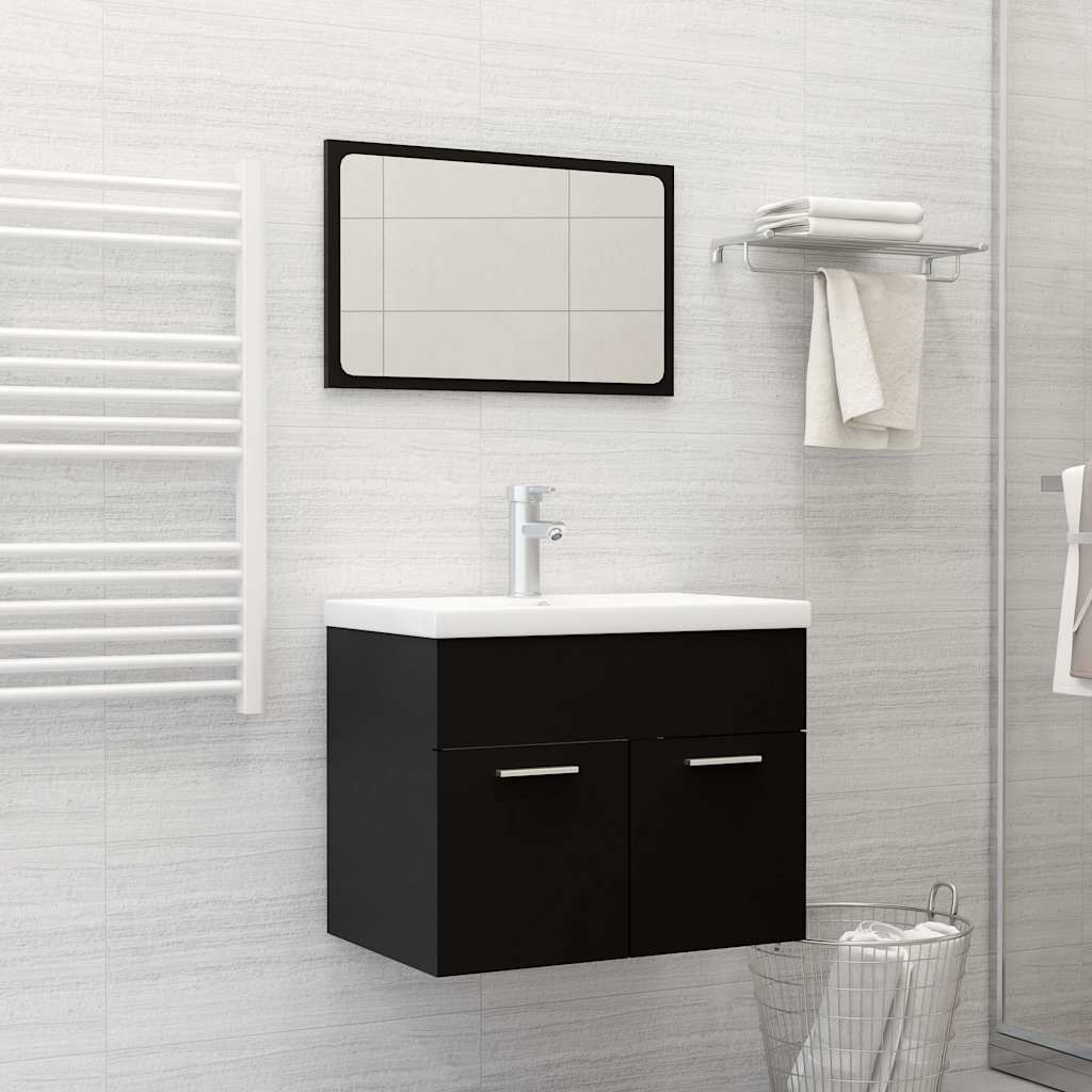 vidaXL Bathroom Furniture Set | Black | Engineered wood, Acrylic | Standard 1