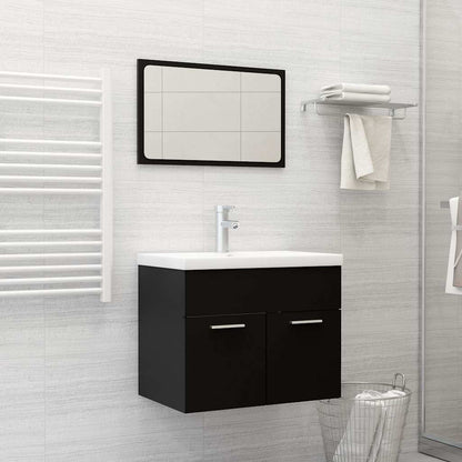 vidaXL Bathroom Furniture Set | Black | Engineered wood, Acrylic | Standard 1