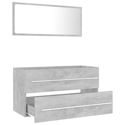vidaXL 2 Piece Bathroom Furniture Set Concrete Grey Engineered Wood 3