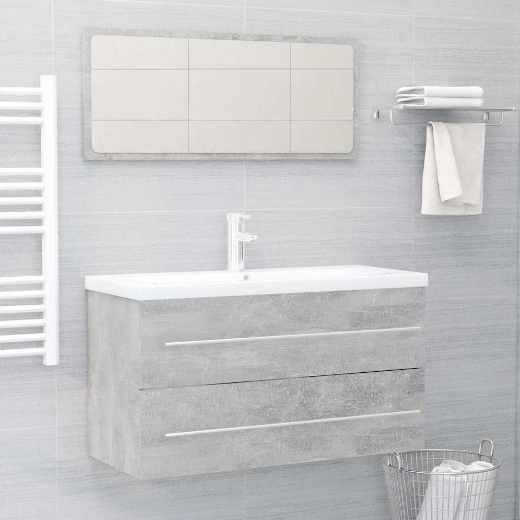 vidaXL 2 Piece Bathroom Furniture Set Concrete Grey Engineered Wood 1