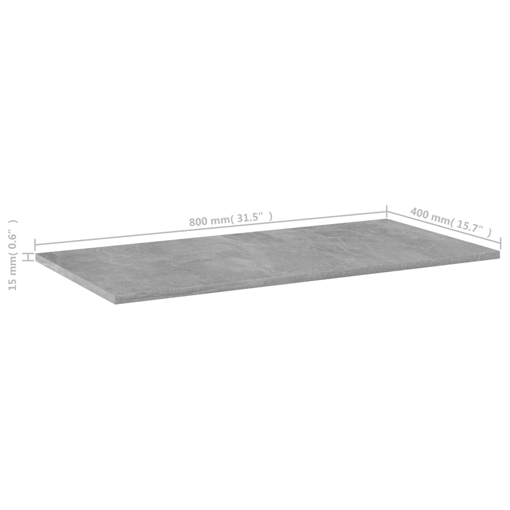 805338 vidaXL Bookshelf Boards 4 pcs Concrete Grey 80x40x1,5 cm Engineered Wood 6