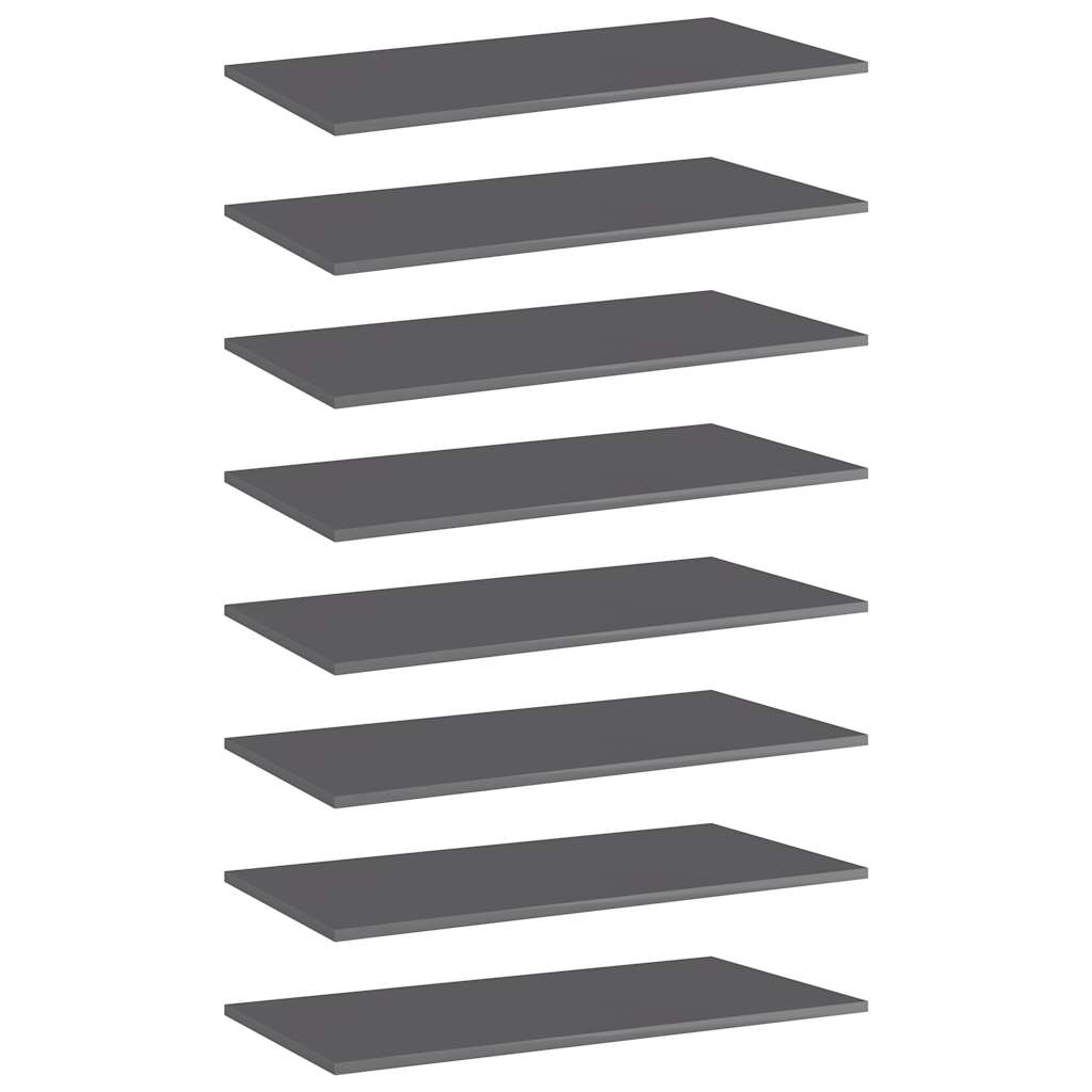 805345 vidaXL Bookshelf Boards 8 pcs High Gloss Grey 80x40x1,5 cm Engineered Wood 1