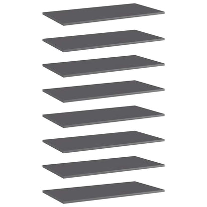 805345 vidaXL Bookshelf Boards 8 pcs High Gloss Grey 80x40x1,5 cm Engineered Wood 1