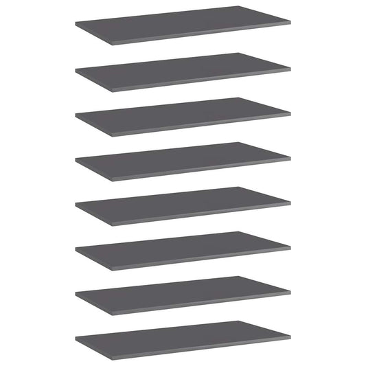 805345 vidaXL Bookshelf Boards 8 pcs High Gloss Grey 80x40x1,5 cm Engineered Wood 1