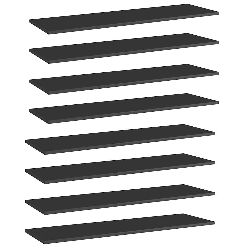 805407 vidaXL Bookshelf Boards 8 pcs High Gloss Black 100x30x1,5 cm Engineered Wood 1