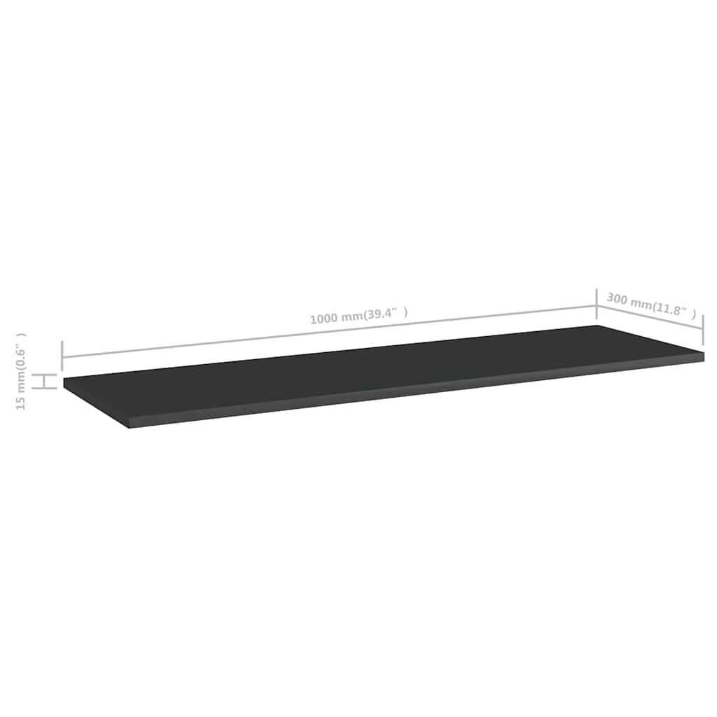 805407 vidaXL Bookshelf Boards 8 pcs High Gloss Black 100x30x1,5 cm Engineered Wood 6