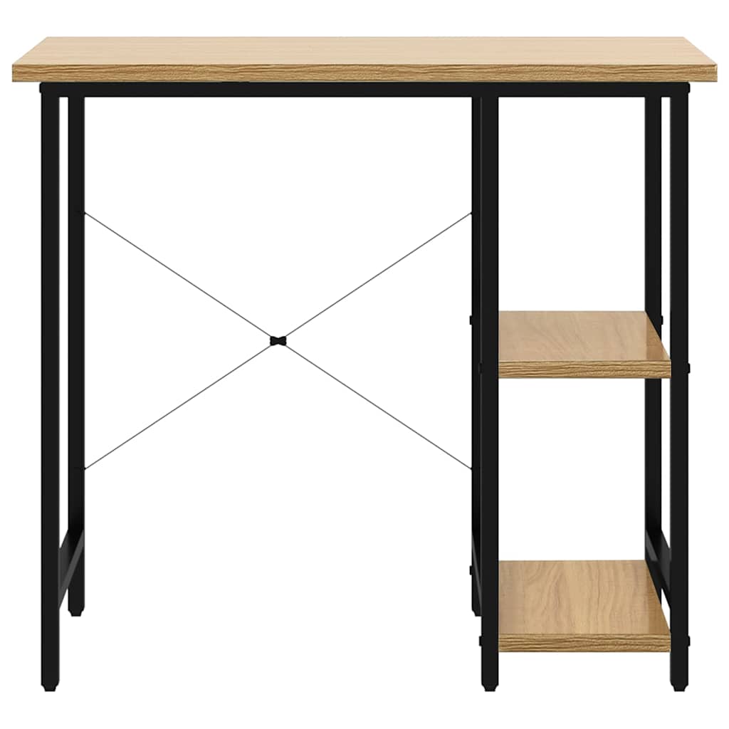 vidaXL Computer Desk | Black and light oak | MDF, Powder-Coated Metal | Standard 3