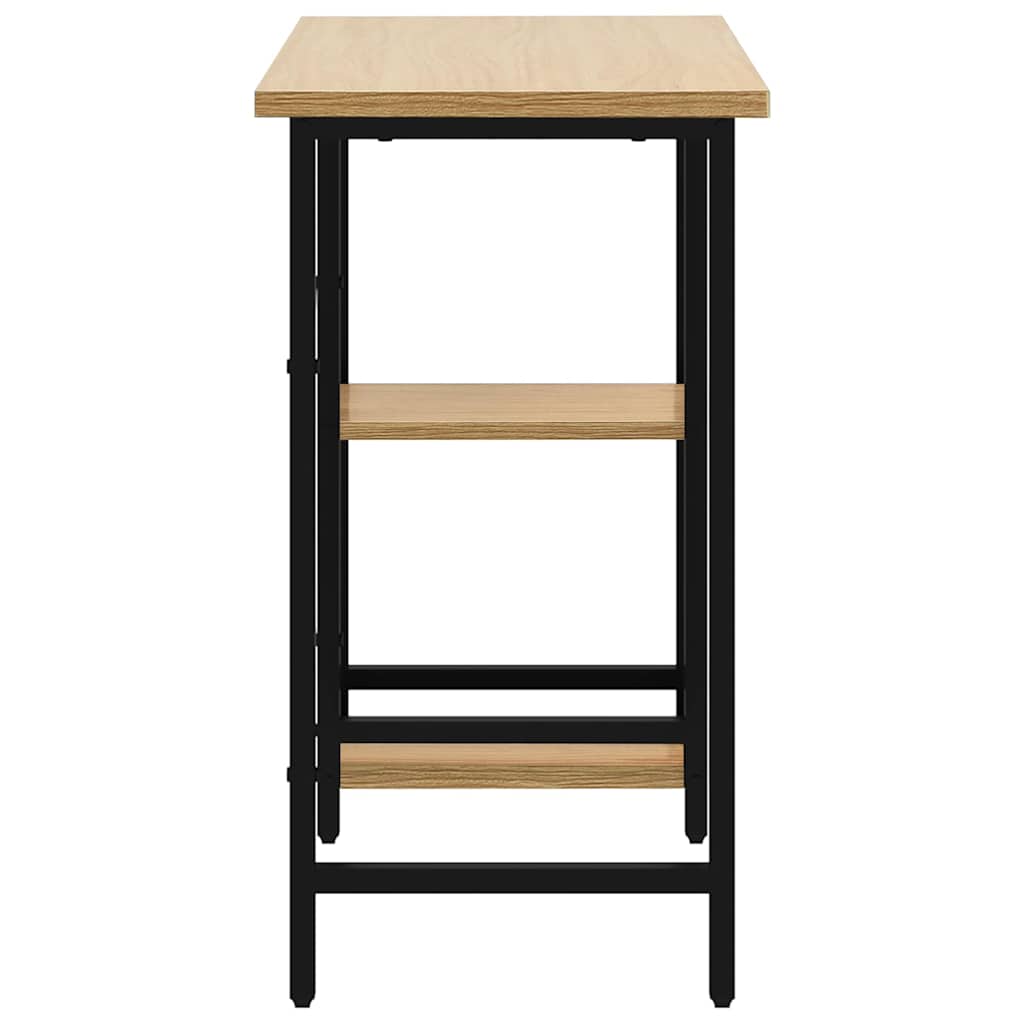 vidaXL Computer Desk | Black and light oak | MDF, Powder-Coated Metal | Standard 4
