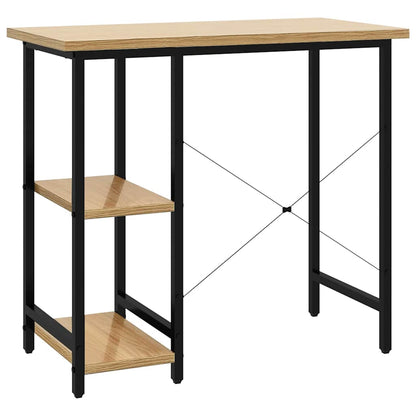 vidaXL Computer Desk | Black and light oak | MDF, Powder-Coated Metal | Standard 5
