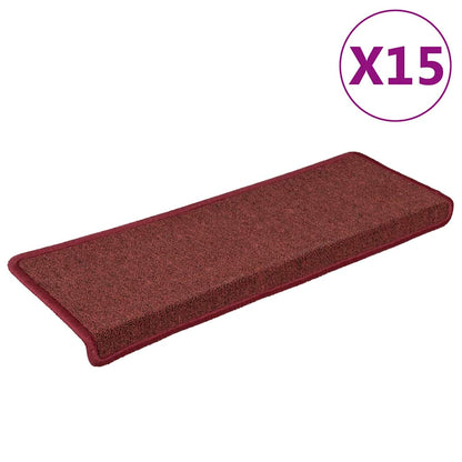vidaXL Stair Tread | Set of 15 | Matte Red | 100% Polypropylene | Non-slip 2