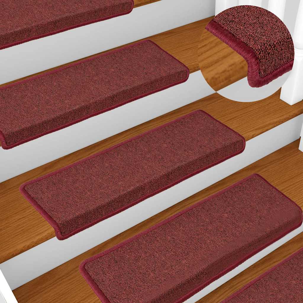 vidaXL Stair Tread | Set of 15 | Matte Red | 100% Polypropylene | Non-slip 1