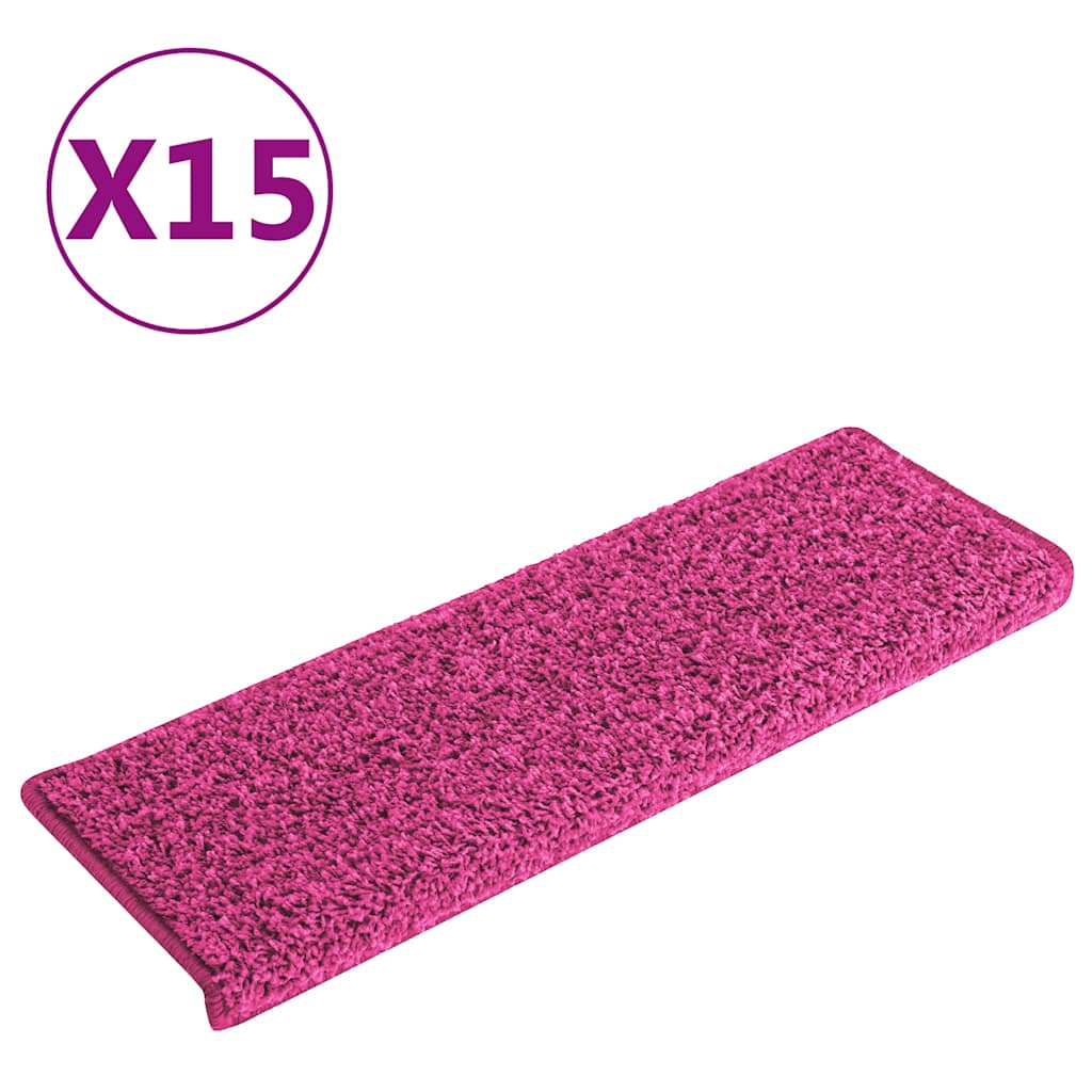 vidaXL Stair Tread | Set of 15 | Pink | 100% polypropylene | 65 x 21 x 4 cm 2