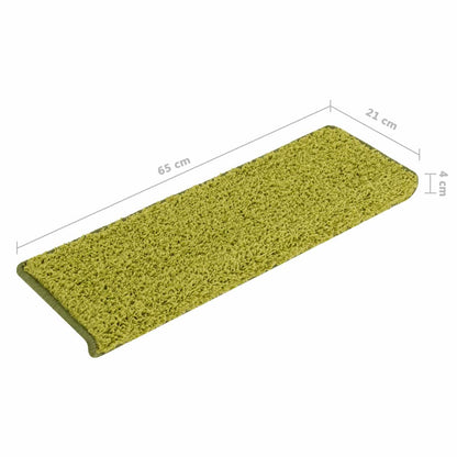vidaXL Stair Tread | Set of 15 | Green | 100% Polypropylene | 65 x 21 cm 6
