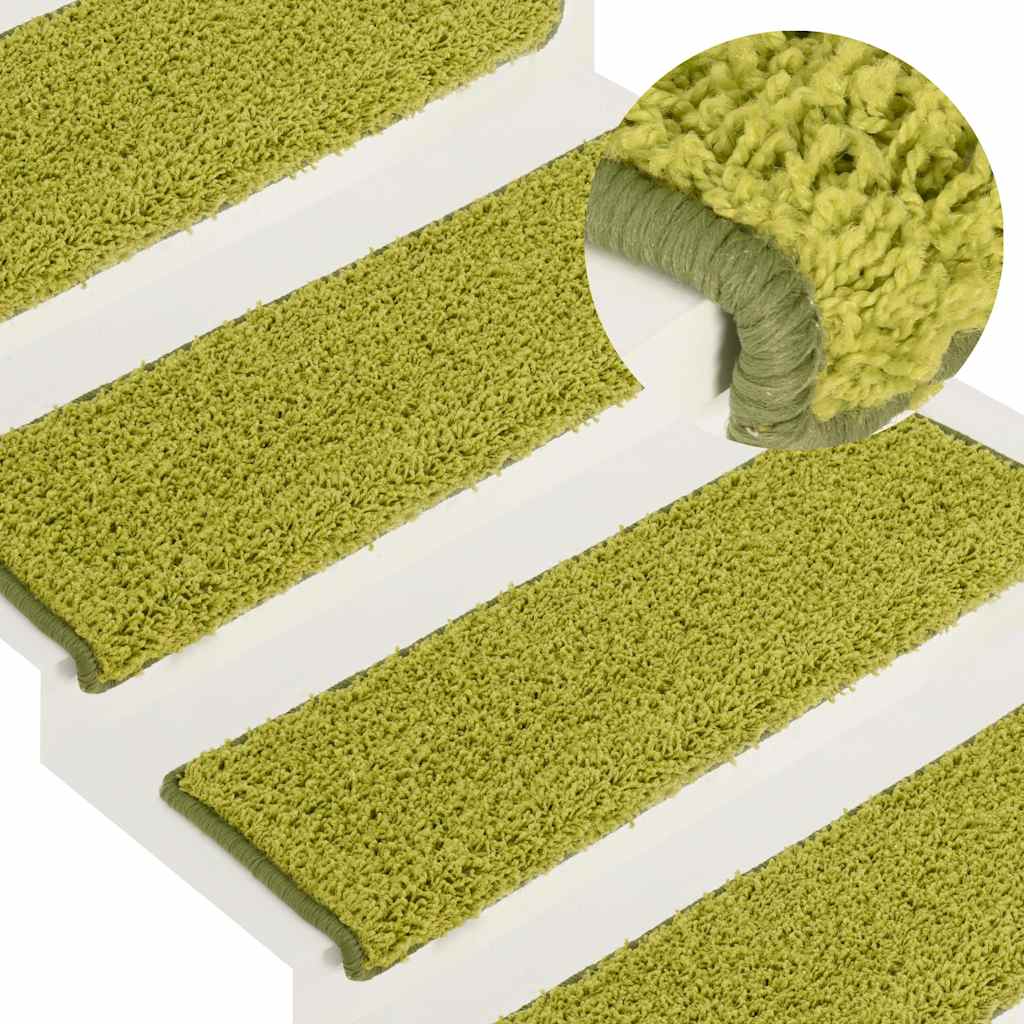 vidaXL Stair Tread | Set of 15 | Green | 100% Polypropylene | 65 x 21 cm 1