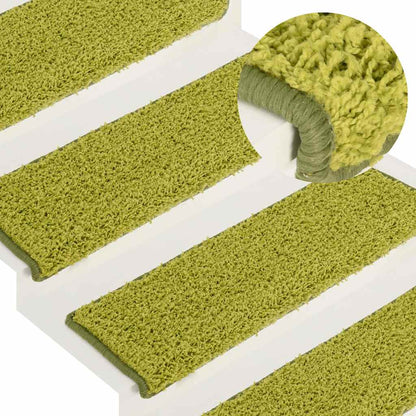 vidaXL Stair Tread | Set of 15 | Green | 100% Polypropylene | 65 x 21 cm 1