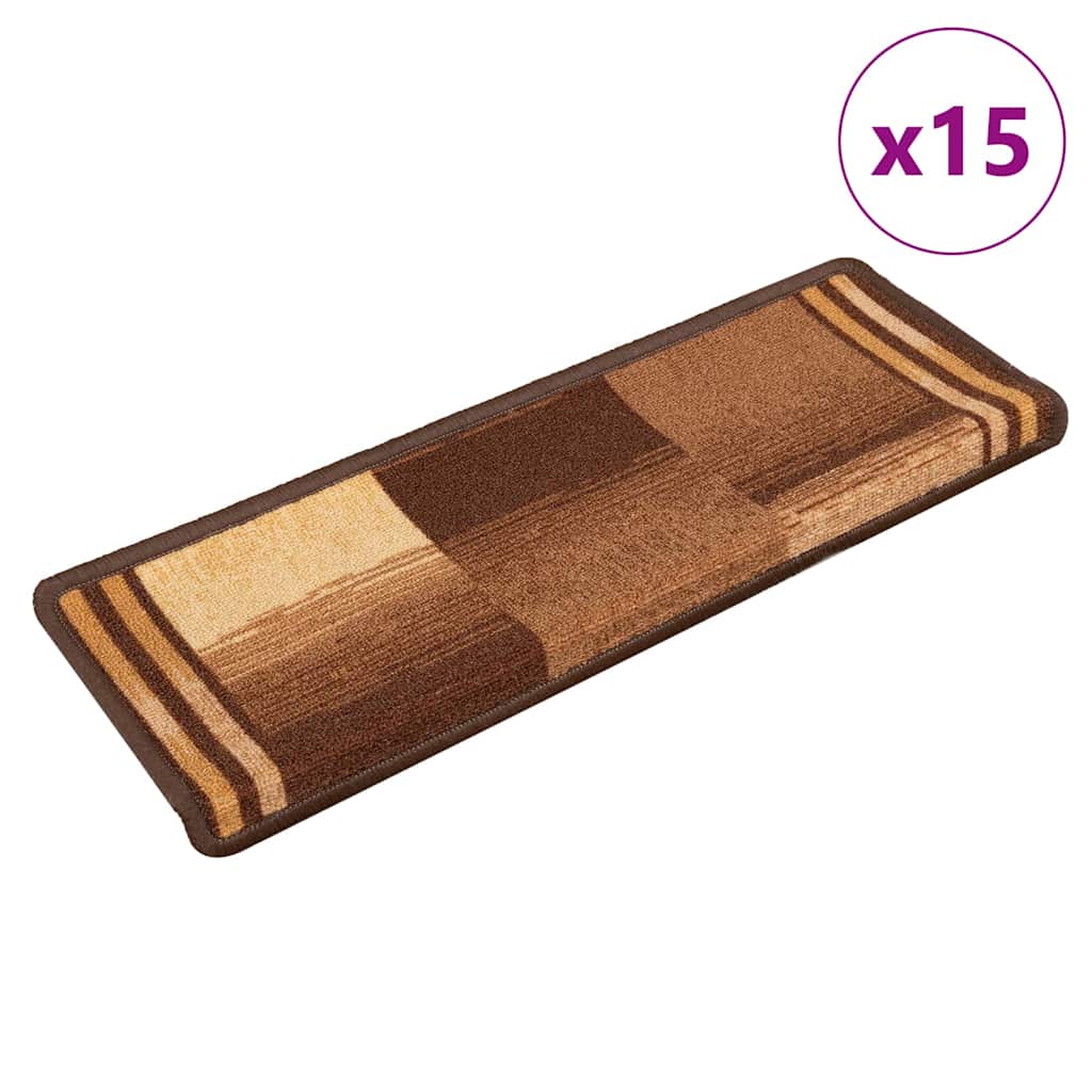 vidaXL Stair Tread | Set of 15 | Brown | Polyamide | 65 cm x 21 cm x 4 cm 1