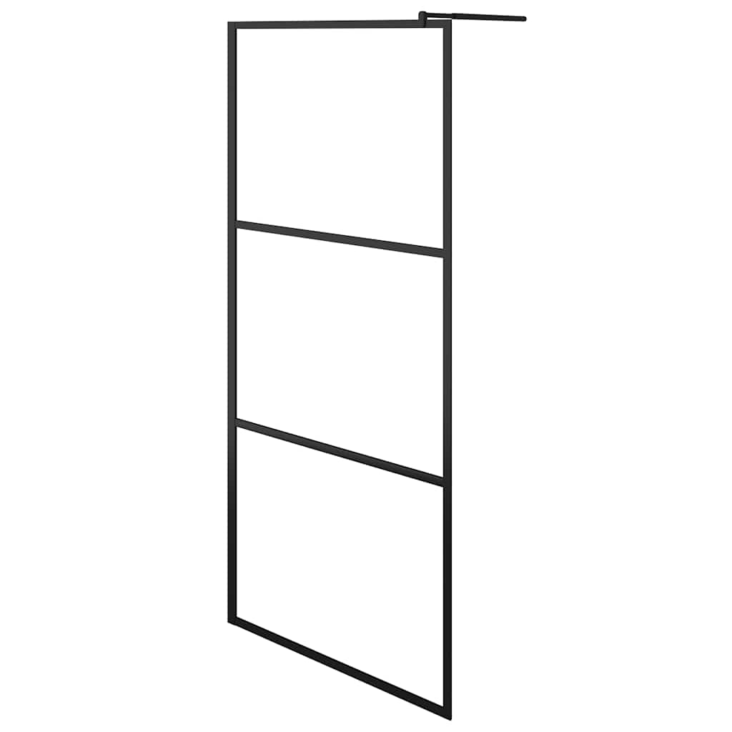 Walk-in Shower Wall with Clear ESG Glass Black Transparent 90 x 195 cm