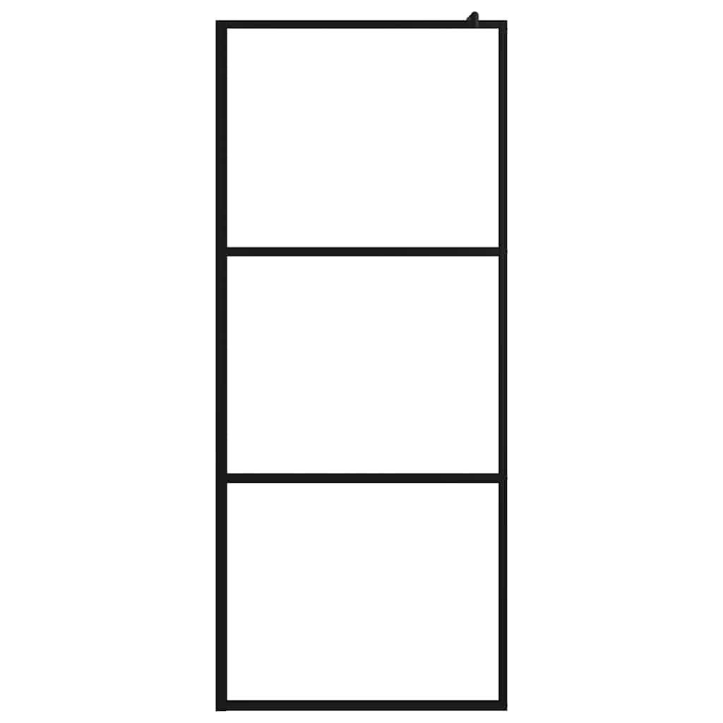 Walk-in Shower Wall with Clear ESG Glass Black Transparent 90 x 195 cm