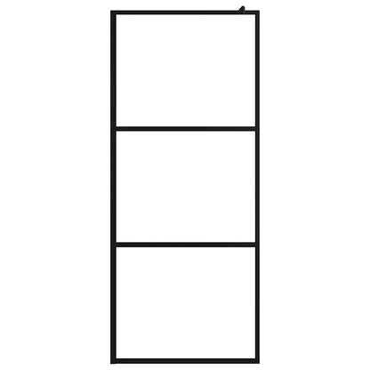Walk-in Shower Wall with Clear ESG Glass Black Transparent 90 x 195 cm