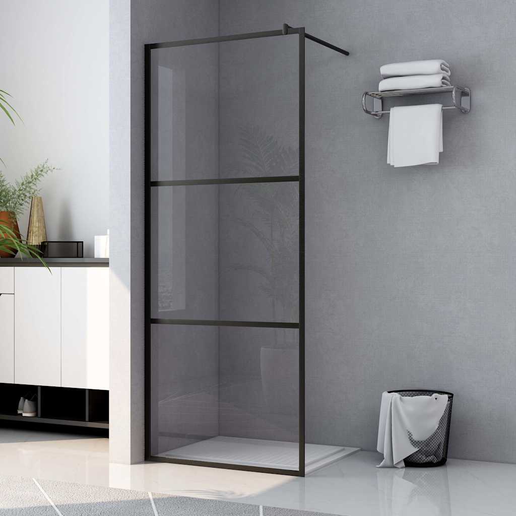 Walk-in Shower Wall Clear ESG Glass Black Transparent