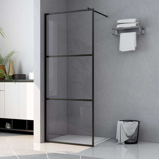 Walk-in Shower Wall Clear ESG Glass Black Transparent