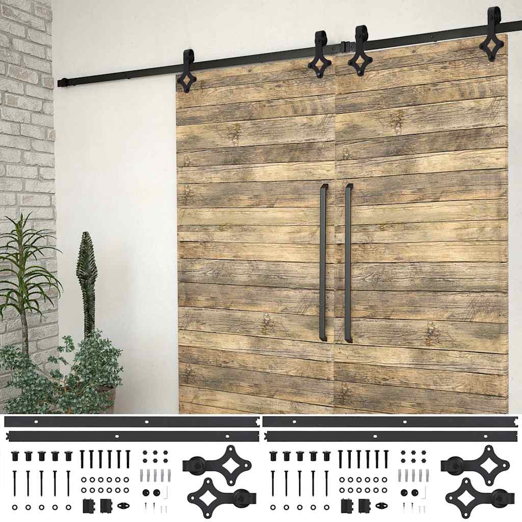 vidaXL Sliding Door Hardware Kit Steel
