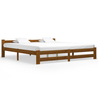 vidaXL Bed Frame without Mattress Honey Brown Solid Pine Wood 200x200cm 1