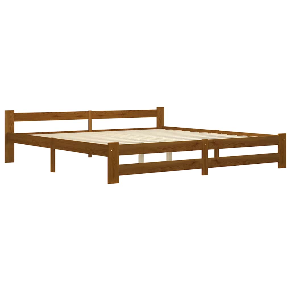 vidaXL Bed Frame without Mattress Honey Brown Solid Pine Wood 200x200cm 2