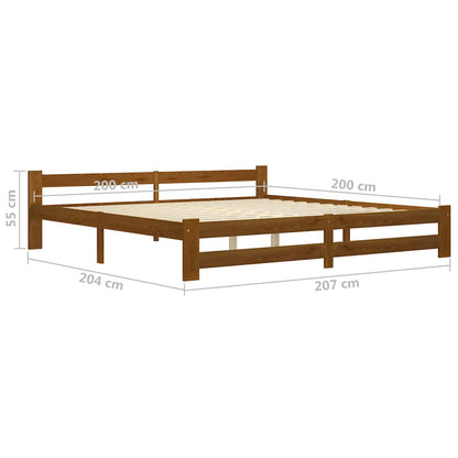 vidaXL Bed Frame without Mattress Honey Brown Solid Pine Wood 200x200cm 6