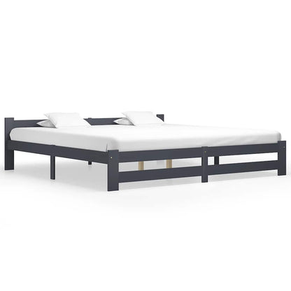 vidaXL Bed Frame without Mattress Dark Grey Solid Pine Wood 200x200 cm 1