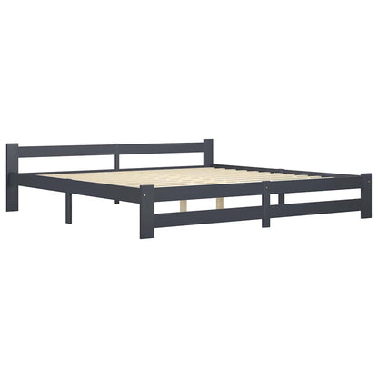 vidaXL Bed Frame without Mattress Dark Grey Solid Pine Wood 200x200 cm 3