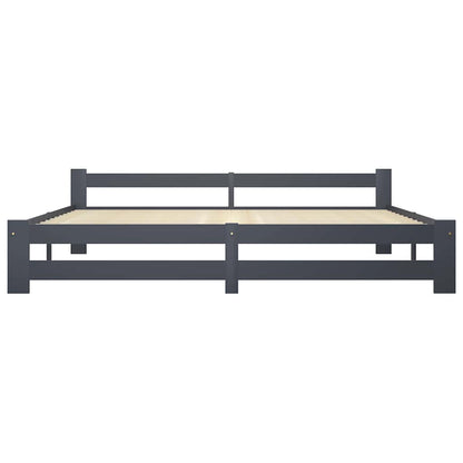 vidaXL Bed Frame without Mattress Dark Grey Solid Pine Wood 200x200 cm 4