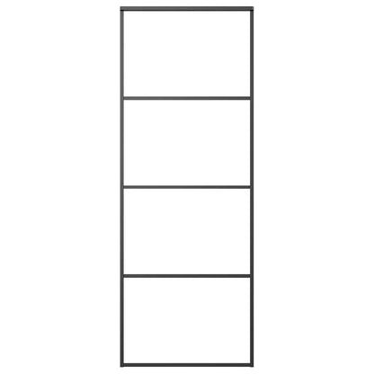 Sliding Door ESG Glass and Aluminium 76 x 205 cm Black Transparent