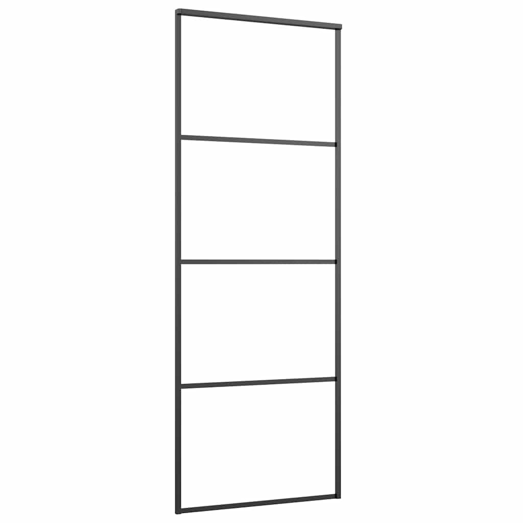 Sliding Door ESG Glass and Aluminium 76 x 205 cm Black Transparent