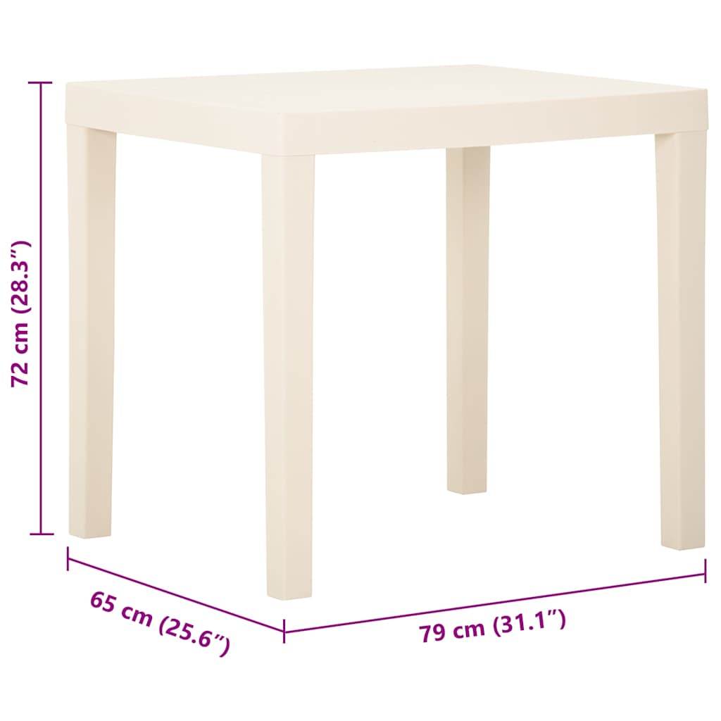315842 vidaXL Garden Table White 79x65x72 cm Plastic 5