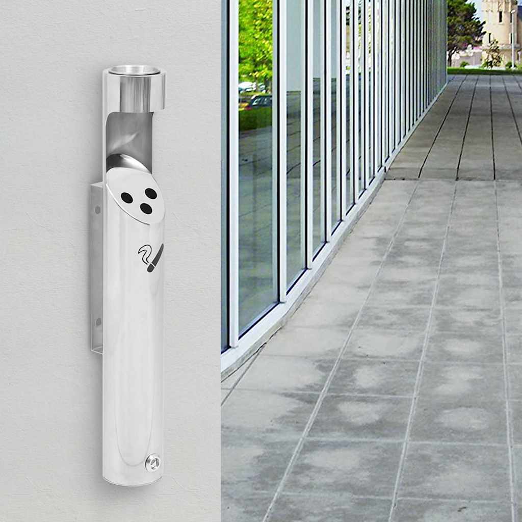 149570 vidaXL Wall Mounted Ashtray Stainless Steel 1