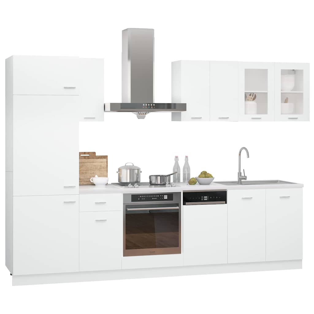 8 Piece Kitchen Cabinet Set Engineered Wood White