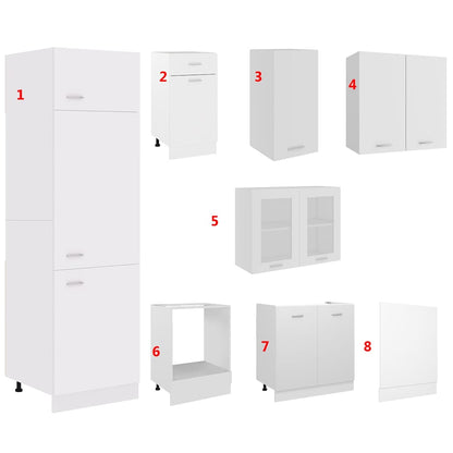 8 Piece Kitchen Cabinet Set Engineered Wood White