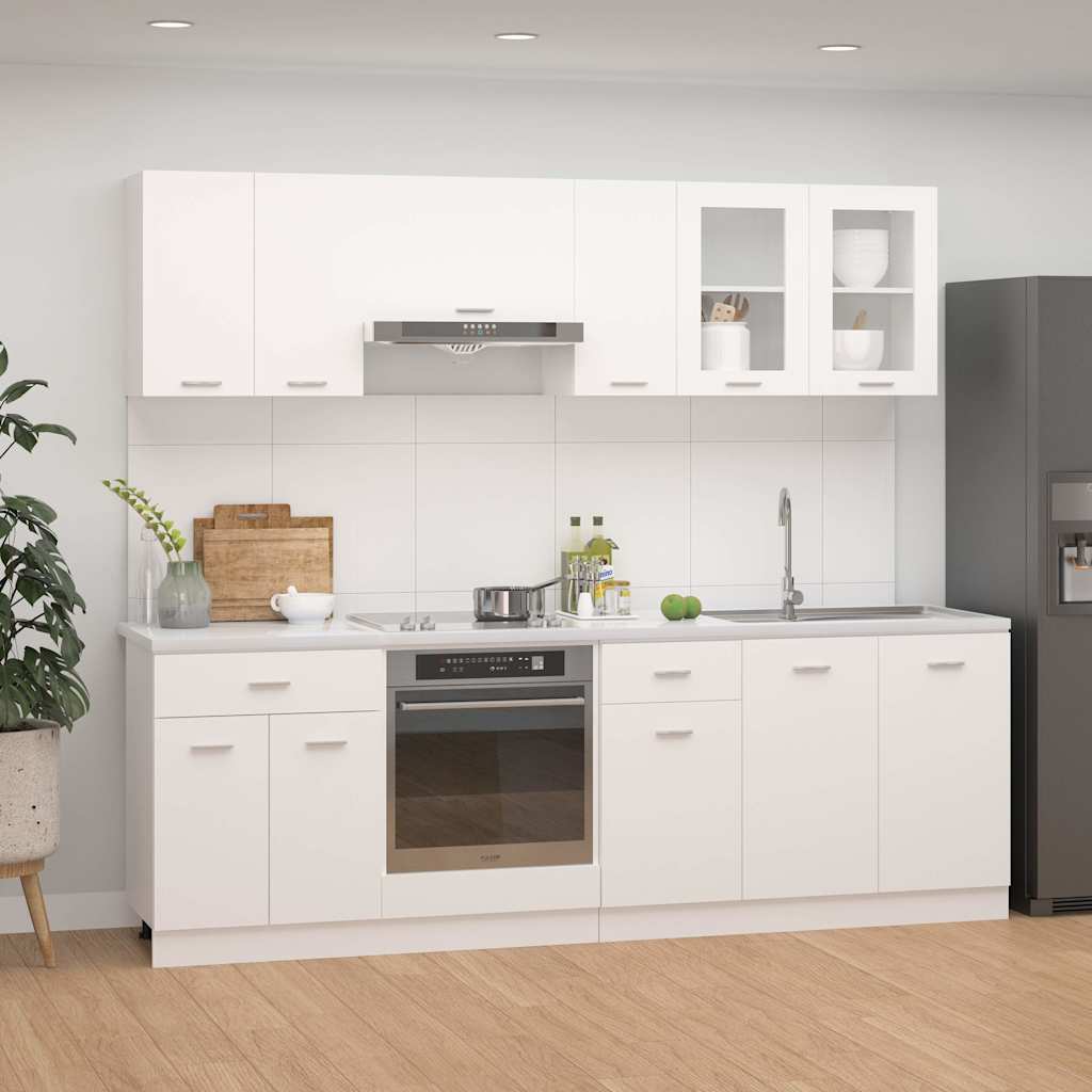 Kitchen Unit Lyon 8 pcs Engineered Wood White