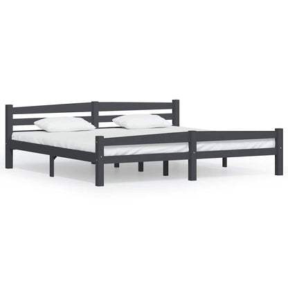vidaXL Bed Frame without Mattress Dark Grey Solid Pinewood 200x200 cm 2