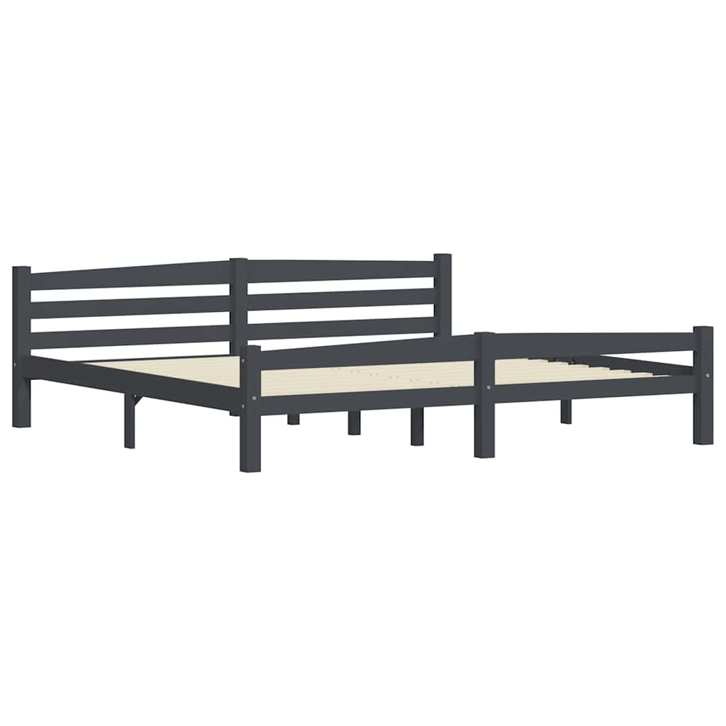 vidaXL Bed Frame without Mattress Dark Grey Solid Pinewood 200x200 cm 3